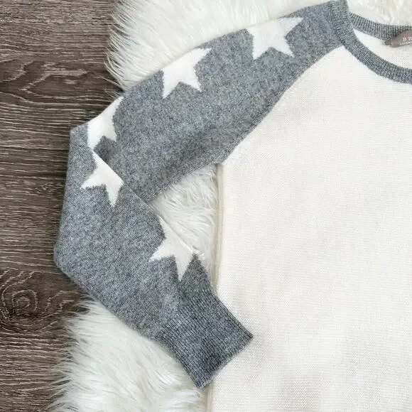 Brodie Cashmere Womens Raglan Sleeve Sweater Size XS Star Print Luxury - Picture 3 of 5